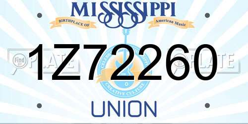1Z72260 Mississippi License Plate
