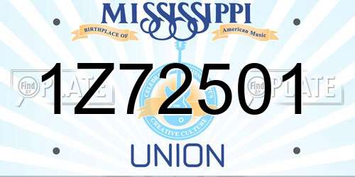 1Z72501 Mississippi License Plate