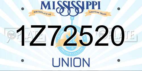 1Z72520 Mississippi License Plate