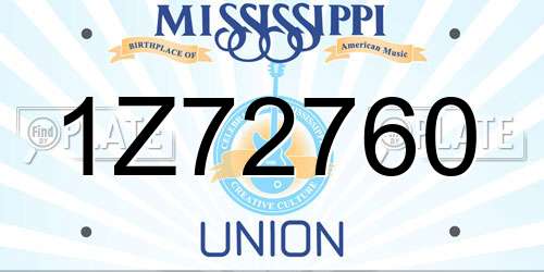 1Z72760 Mississippi License Plate