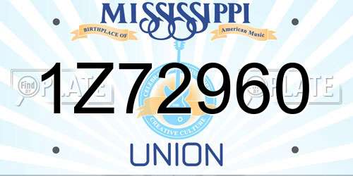 1Z72960 Mississippi License Plate