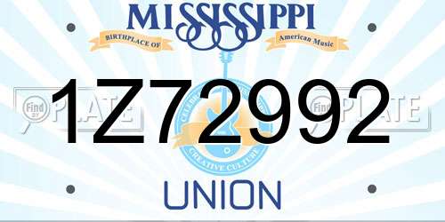 1Z72992 Mississippi License Plate