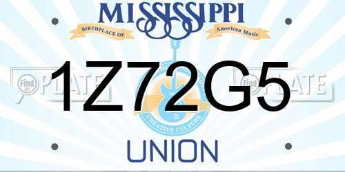 1Z72G5 Mississippi License Plate