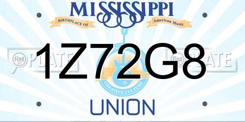 1Z72G8 Mississippi License Plate