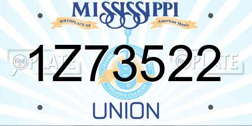 1Z73522 Mississippi License Plate