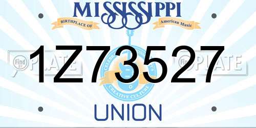1Z73527 Mississippi License Plate