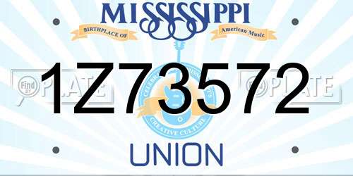 1Z73572 Mississippi License Plate