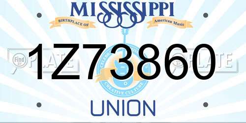 1Z73860 Mississippi License Plate