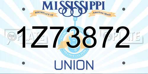 1Z73872 Mississippi License Plate