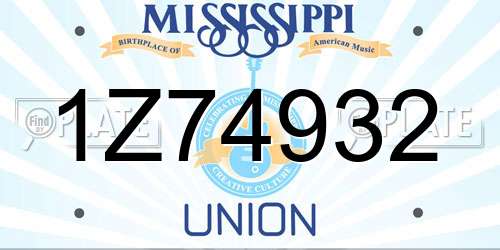 1Z74932 Mississippi License Plate