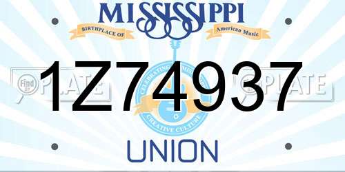 1Z74937 Mississippi License Plate
