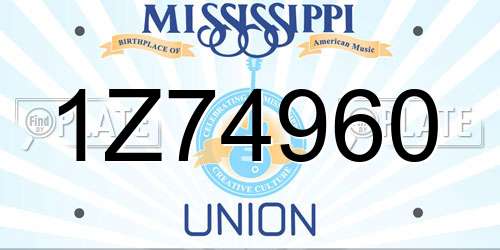 1Z74960 Mississippi License Plate