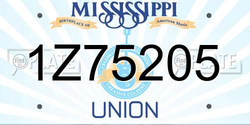 1Z75205 Mississippi License Plate