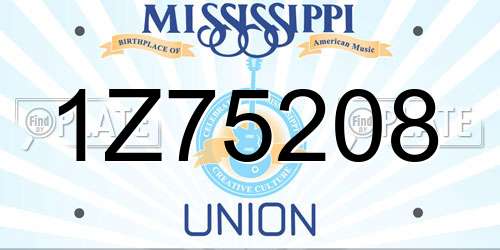 1Z75208 Mississippi License Plate