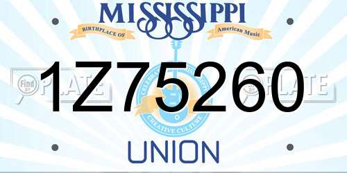 1Z75260 Mississippi License Plate