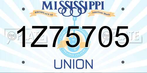 1Z75705 Mississippi License Plate