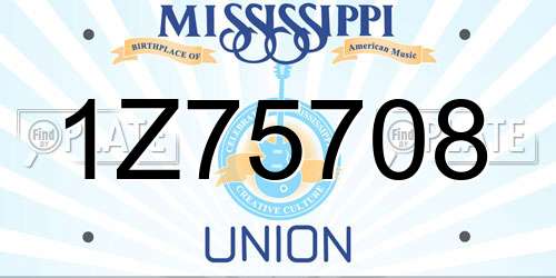 1Z75708 Mississippi License Plate