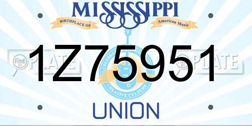 1Z75951 Mississippi License Plate