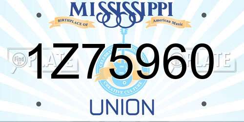 1Z75960 Mississippi License Plate
