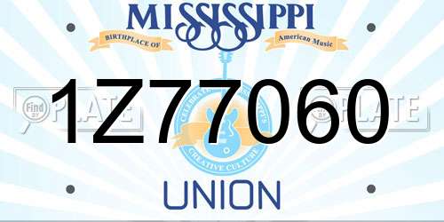 1Z77060 Mississippi License Plate