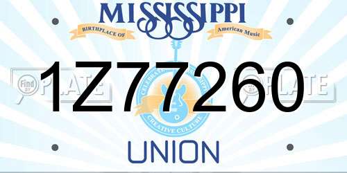 1Z77260 Mississippi License Plate