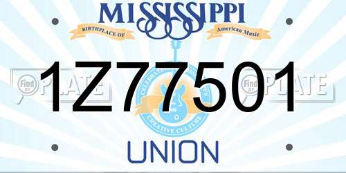 1Z77501 Mississippi License Plate