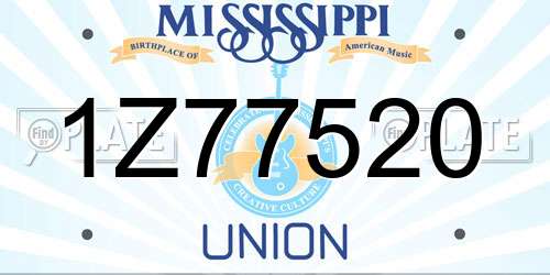 1Z77520 Mississippi License Plate
