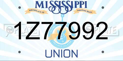 1Z77992 Mississippi License Plate