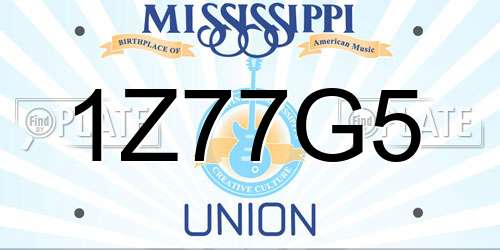 1Z77G5 Mississippi License Plate