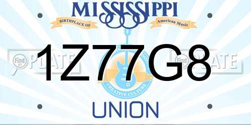 1Z77G8 Mississippi License Plate