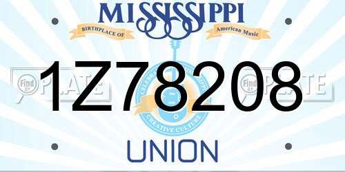 1Z78208 Mississippi License Plate