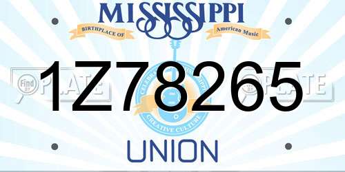 1Z78265 Mississippi License Plate