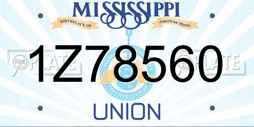 1Z78560 Mississippi License Plate