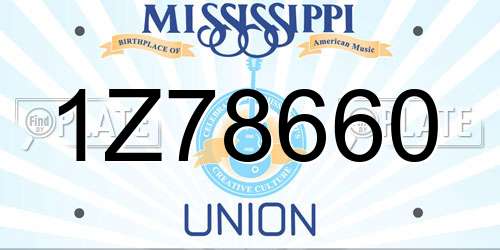 1Z78660 Mississippi License Plate