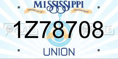 1Z78708 Mississippi License Plate