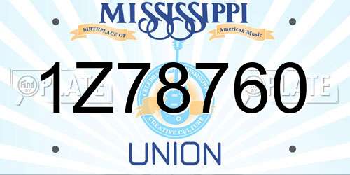 1Z78760 Mississippi License Plate