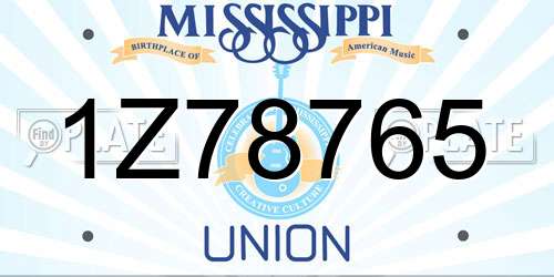1Z78765 Mississippi License Plate
