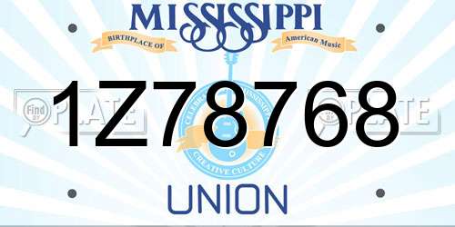 1Z78768 Mississippi License Plate