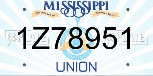 1Z78951 Mississippi License Plate