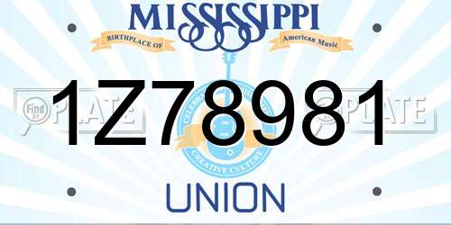 1Z78981 Mississippi License Plate