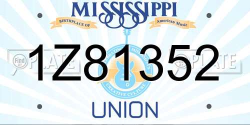 1Z81352 Mississippi License Plate