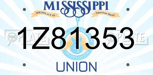 1Z81353 Mississippi License Plate