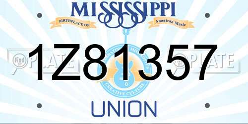 1Z81357 Mississippi License Plate