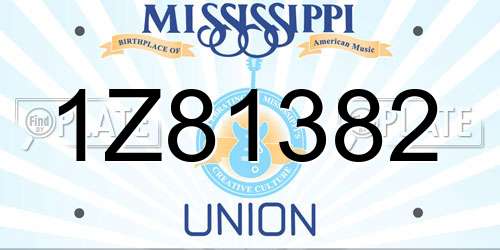 1Z81382 Mississippi License Plate
