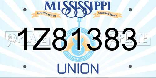 1Z81383 Mississippi License Plate