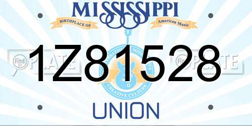 1Z81528 Mississippi License Plate