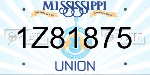 1Z81875 Mississippi License Plate