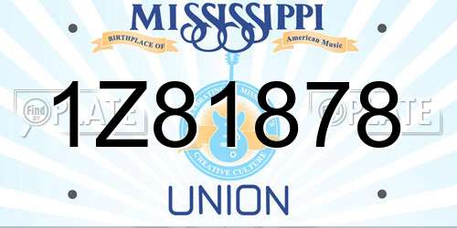 1Z81878 Mississippi License Plate