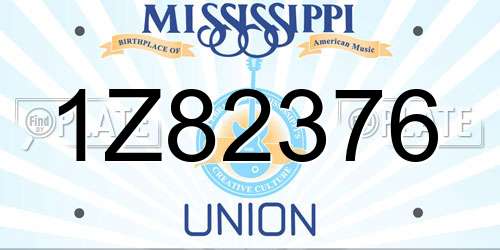 1Z82376 Mississippi License Plate