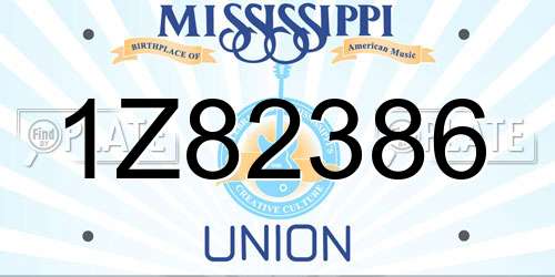1Z82386 Mississippi License Plate